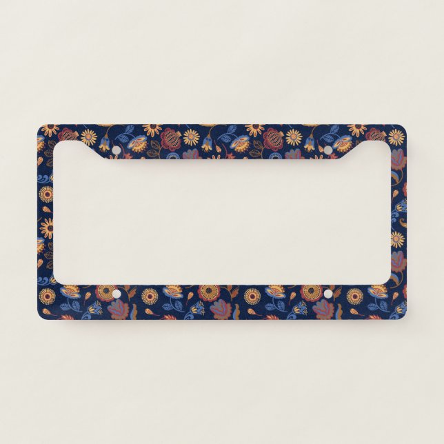 Folk Rustic Floral License Plate Frame (Front)