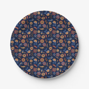 Folk Rustic Floral Paper Plates