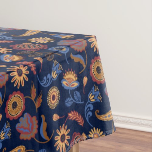 Folk Rustic Floral Tablecloth