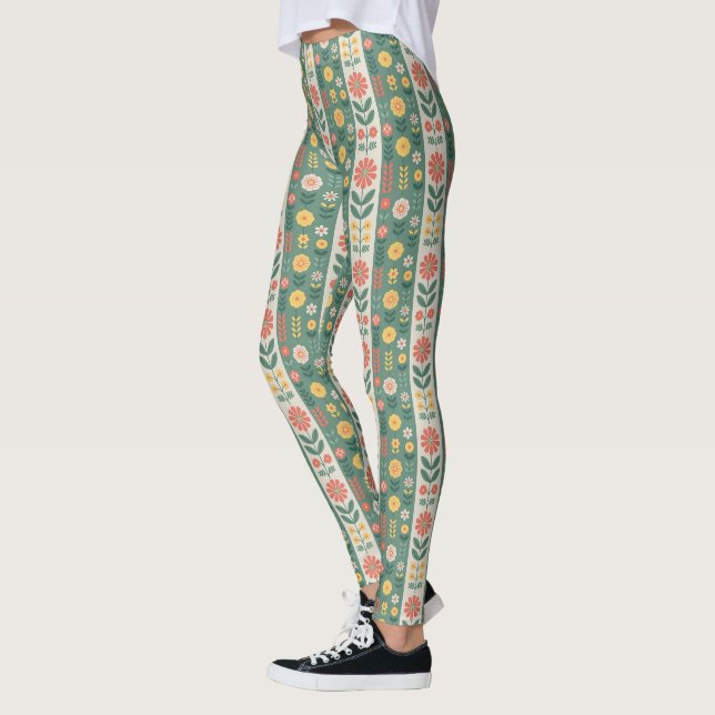 Folk Stripes Pattern Leggings (Left)