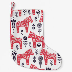 Folk swedish horse floral seamless pattern. small christmas stocking