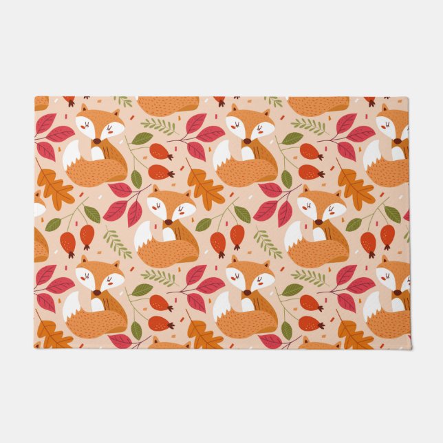 Folk Tale Foxes Doormat (Front)