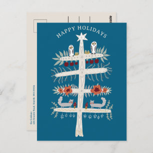 Folk Tree of Life Christmas Holiday CUSTOM Postcard