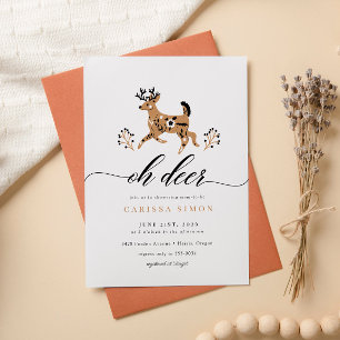 Folk Woodland Oh Deer Rustic Baby Shower Invitation