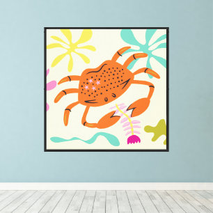 Folkart Boho Cancer Crab Abstract Zodiac Canvas Print