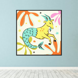 Folkart Boho Sagittarius Abstract Zodiac Canvas Print