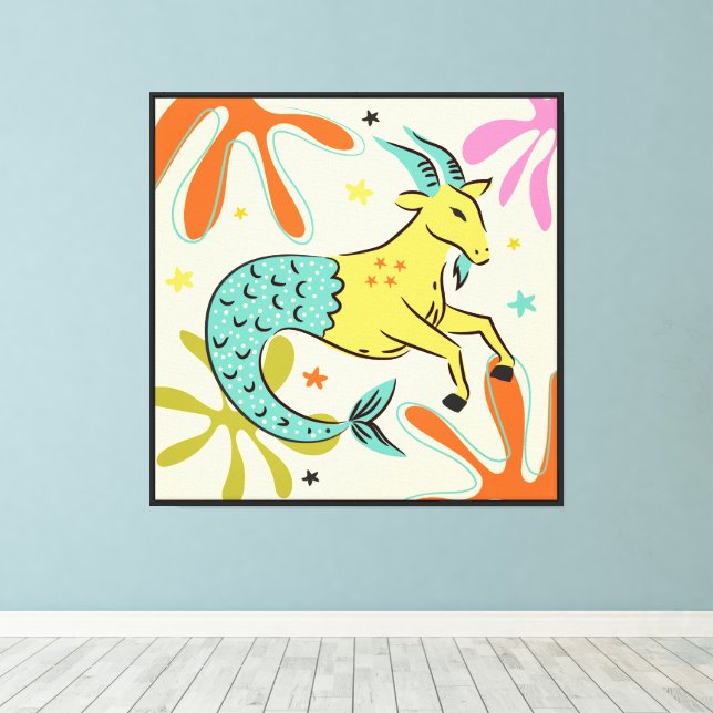 Folkart Boho Sagittarius Abstract Zodiac Canvas Print (Insitu(Wood Floor))