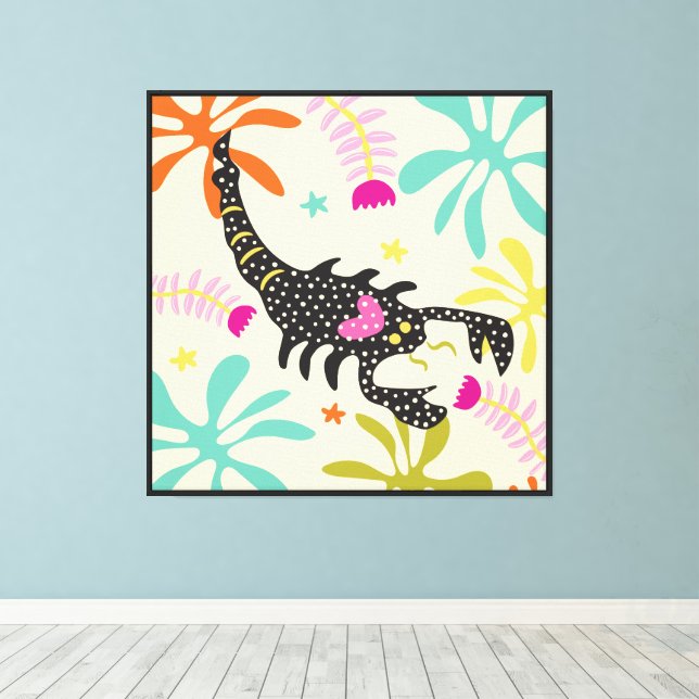 Folkart Boho Scorpio Abstract Zodiac Canvas Print (Insitu(Wood Floor))