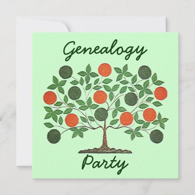 Folkart Family Tree Genealogy Meetings Invitations (Front)