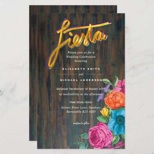 Folkart Flower Fiesta Wedding Invitation Boda 