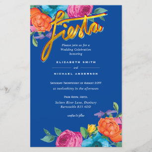 Folkart Flower Fiesta Wedding Invitation Boda