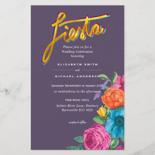 Folkart Flower Fiesta Wedding Invitation Boda 