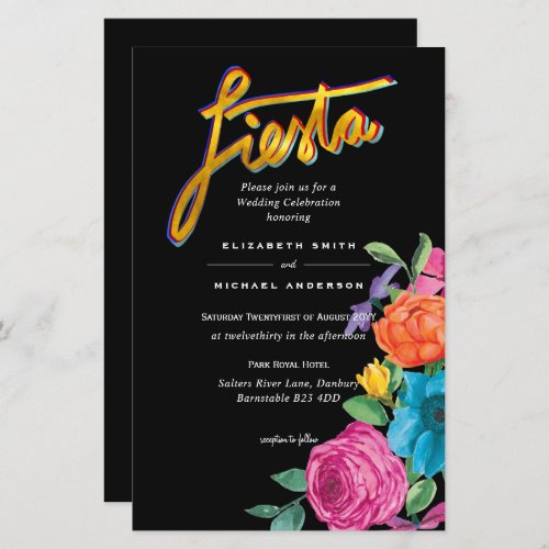 Folkart Flower Fiesta Wedding Invitation Boda 