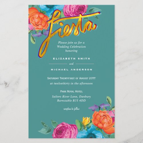 Folkart Flower Fiesta Wedding Invitation Boda 