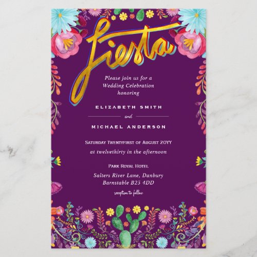 Folkart Flower Fiesta Wedding Invitation Boda 