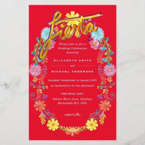 Folkart Flower Fiesta Wedding Invitation Boda 