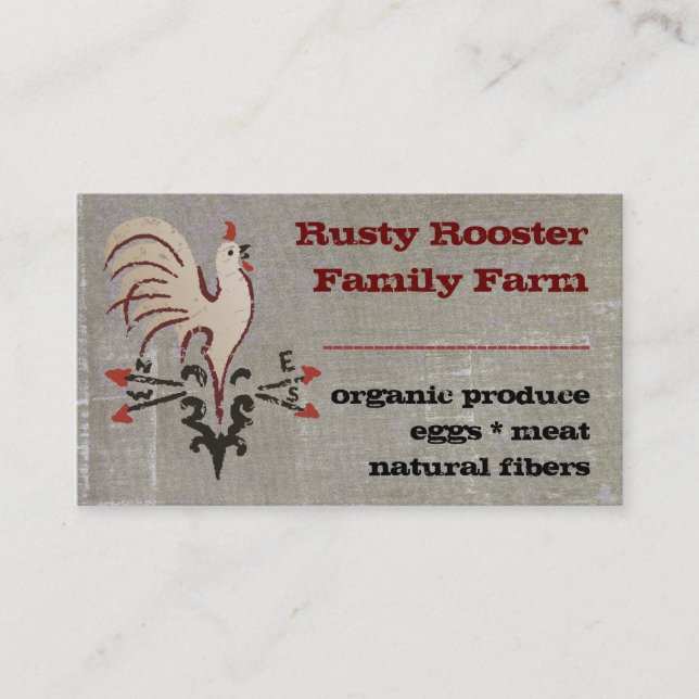 Folkart Style Rooster Business Cards (Front)