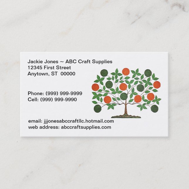 Folkart Tree Crafting Crafters Business Cards Card (Front)
