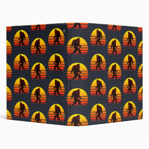 Folklore creature Bigfoot with a setting sun. 3 Ring Binder