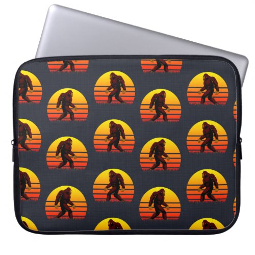 Folklore creature Bigfoot with a setting sun Laptop Sleeve