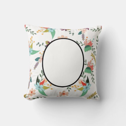 Folklore Florals  Add name monogram text GIFTS Throw Pillow