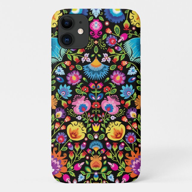 Folklore flowers Wycinanki black  Case-Mate iPhone Case (Back)