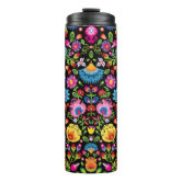 Preppy Peach Orange Hippie Flower Water Bottle