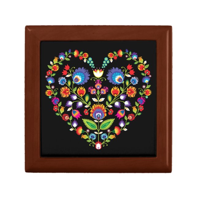 Folklore heart, Wycinanki style   Gift Box (Front)