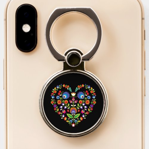 Folklore heart Wycinanki style  Phone Ring Stand