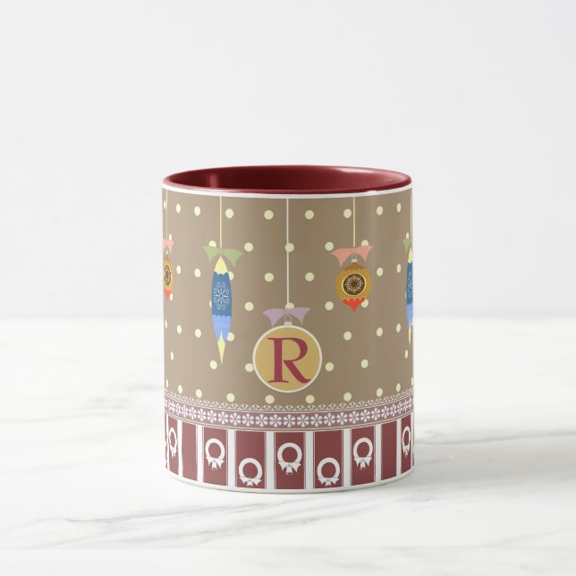 Folklore Mug Personalized Monogram Xmas Baubles (Center)