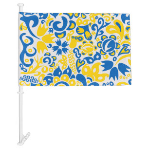 Folklore pattern with Ukrainian flag colors 