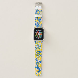 Folklore pattern with Ukrainian flag colors Apple Watch Band