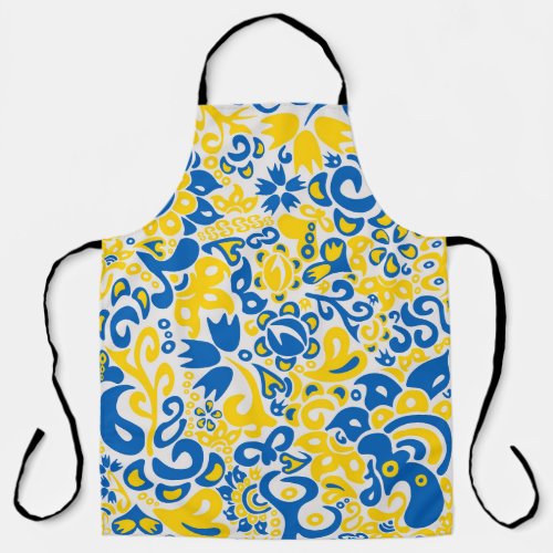 Folklore pattern with Ukrainian flag colors Apron