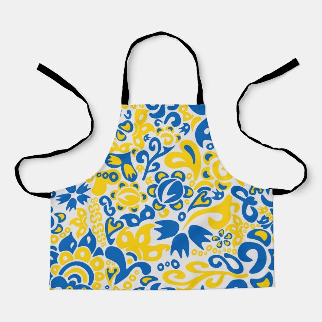 Folklore pattern with Ukrainian flag colors  Apron (Front)