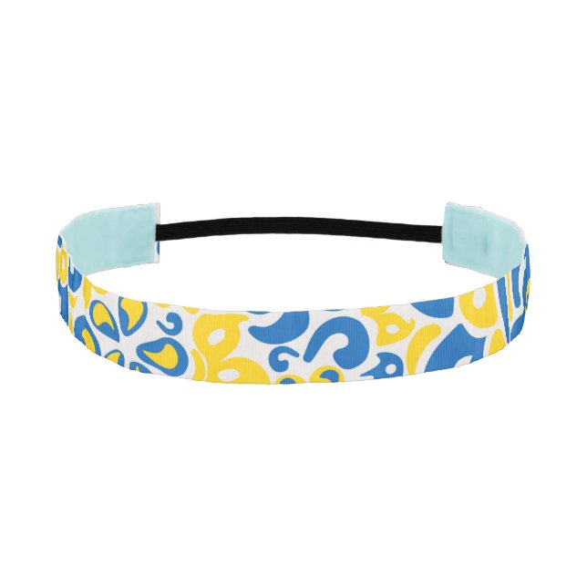 Folklore pattern with Ukrainian flag colors  Athletic Headband (Front)