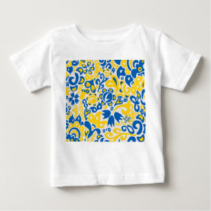 Folklore pattern with Ukrainian flag colors   Baby T-Shirt