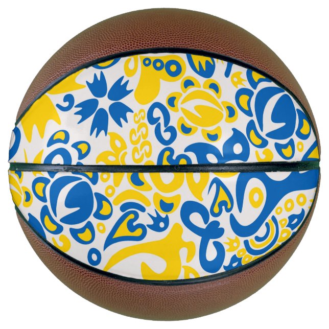 Folklore pattern with Ukrainian flag colors Basketball (Front)