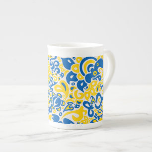 Folklore pattern with Ukrainian flag colors Bone China Mug