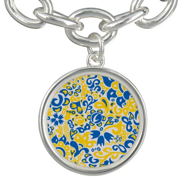 Folklore pattern with Ukrainian flag colors  Bracelet (Design)