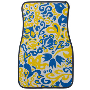 Folklore pattern with Ukrainian flag colors Car Floor Mat