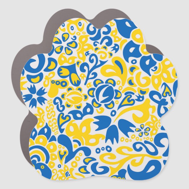 Folklore pattern with Ukrainian flag colors   Car Magnet (Front)