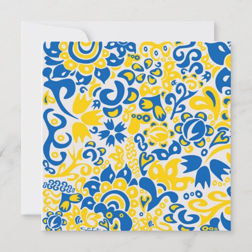 Folklore pattern with Ukrainian flag colors card