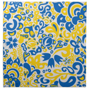 Folklore pattern with Ukrainian flag colors Cloth Napkin