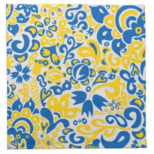Folklore pattern with Ukrainian flag colors Cloth Napkin