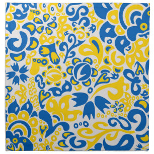 Folklore pattern with Ukrainian flag colors Cloth Napkin