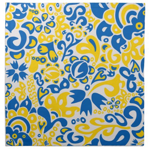 Folklore pattern with Ukrainian flag colors Cloth Napkin