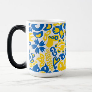 Folklore pattern with Ukrainian flag colors Color Morph Mug