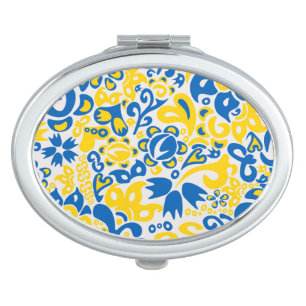 Folklore pattern with Ukrainian flag colors Compact Mirror