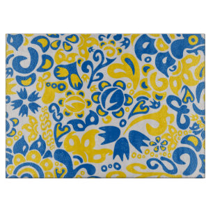 Folklore pattern with Ukrainian flag colors Cutting Board