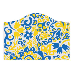 Folklore pattern with Ukrainian flag colors Door Sign
